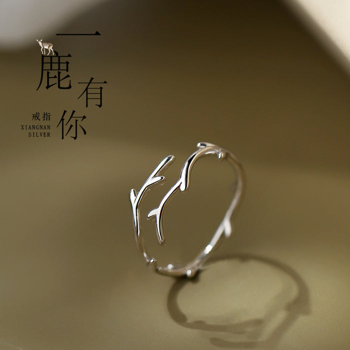 Wholesale 925 silver antler ring  adjustable Rings