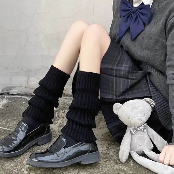 Wholesale Spring and Autumn Straight Knitted Vertical Strip Stacked Socks Warm Mid tube Socks Calf Socks