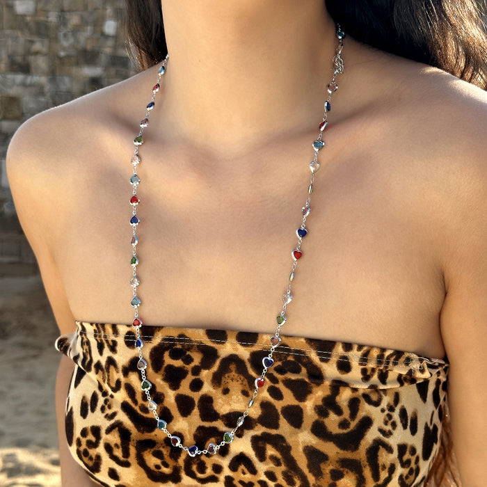 Wholesale Colorful Heart Necklaces, Hot Girls Stackable Versatile Trendy Necklaces