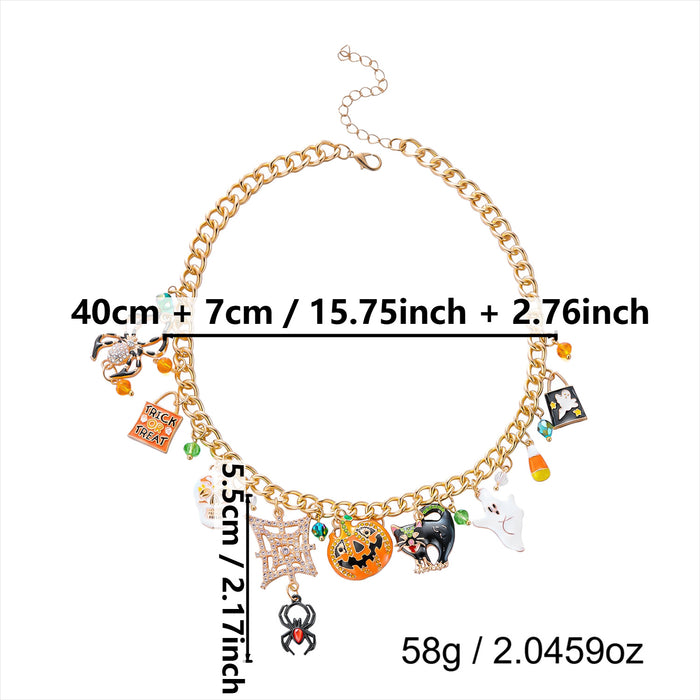 Wholesale Halloween Skeletons Ghost Pumpkin Necklace Trendy Party Jewelry