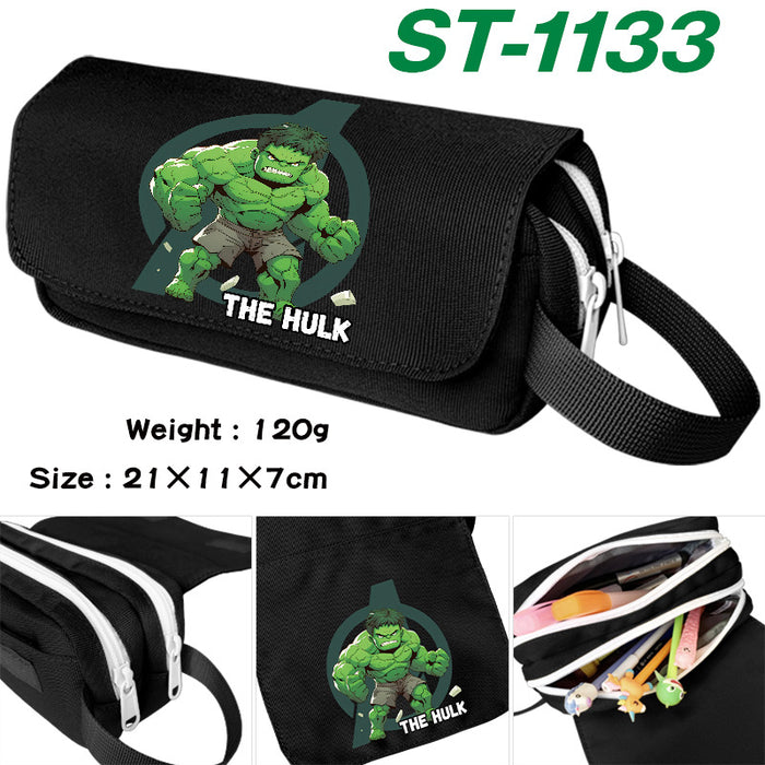 Wholesale Cartoon Canvas Pencil Case Double Layer Large Capacity Waterproof With Handle For Students