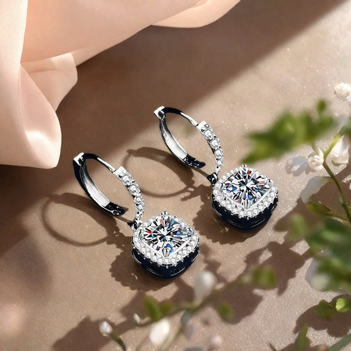 Wholesale Copper inlaid zircon square wrapped full diamond one carat earrings earrings earrings earrings earrings