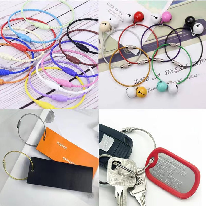 Wholesale 10 PCS color paint wire ring keychain accessories cartoon metal key ring large chain key ring