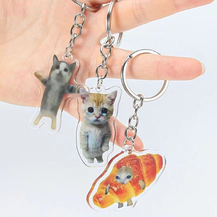 Wholesale Acrylic Banana Cat Cartoon Keychain JDC-KC-QiTong001