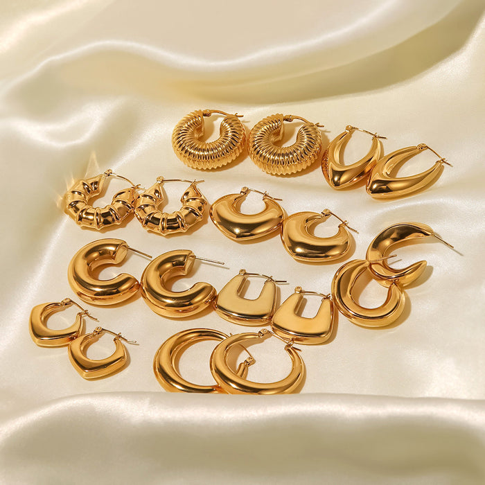 Wholesale Stainless Steel Gold-Plated Hollow Geometric Earrings