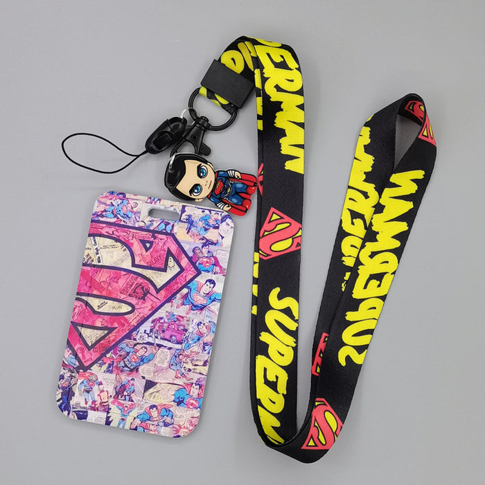 Wholesale Cartoon Superhero Bus Pass Holder With Neck Lanyard ABS Material Trendy Fashion Accessory