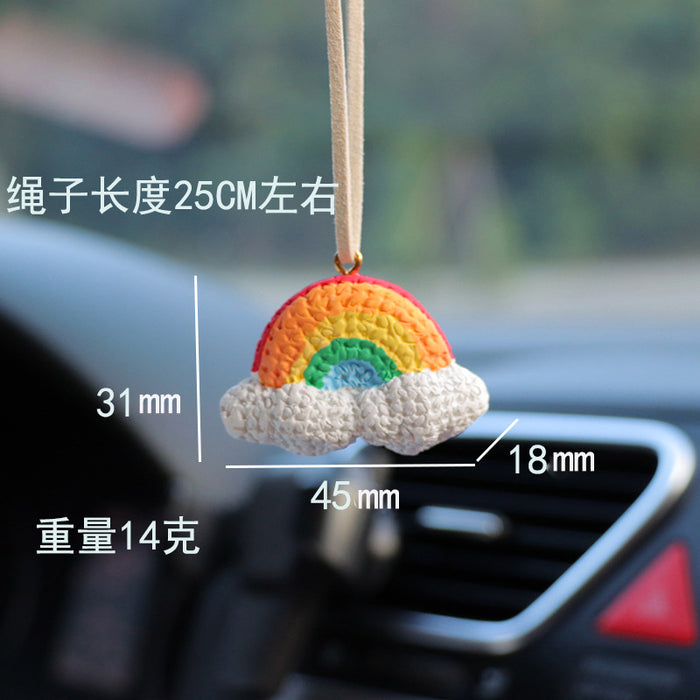 Wholesale Resin Rainbow Sun Car Rearview Mirror Pendant Decorative Car Ornament