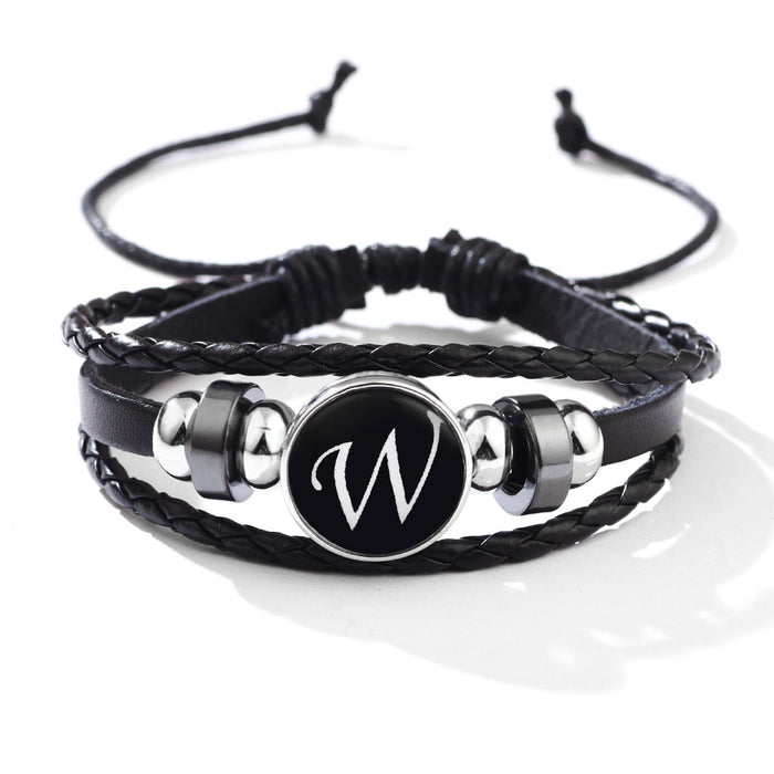 Wholesale 26 English Letters Leather Bracelet JDC-BT-QiN017