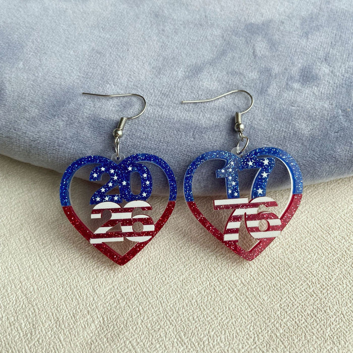 Wholesale Acrylic Heart-Shaped Teardrop Number Double-Layer Earrings