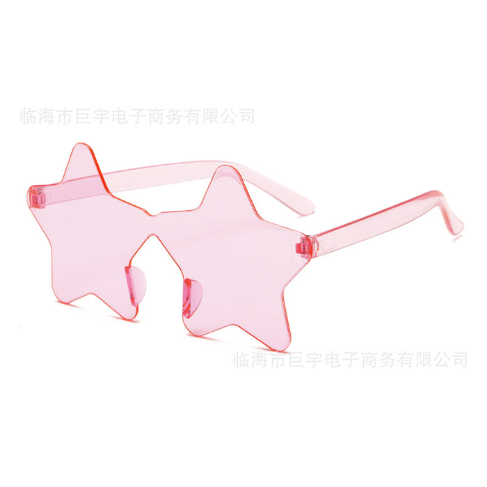 Wholesale Frameless pentagram personalized sunglasses with handmade diamond inlay