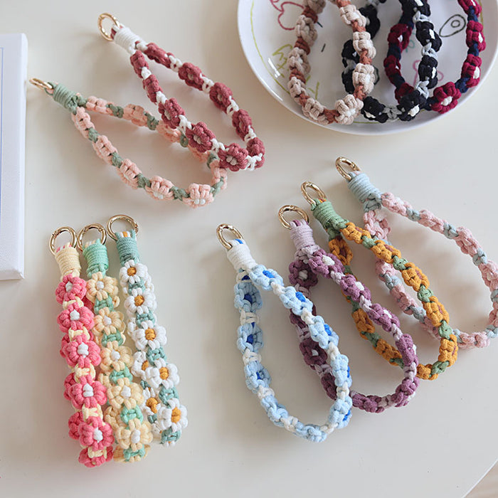 Wholesale Woven Daisy Cotton Rope Keychains