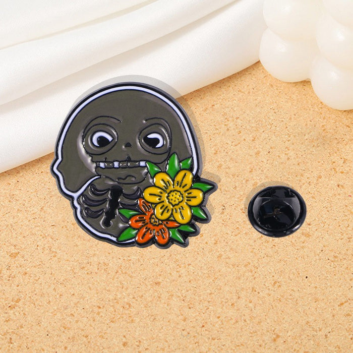 Wholesale  Series Brooch Pumpkin Skull Ghost Alloy Oil Dropping Metal Cartoon Punk Horror Badge