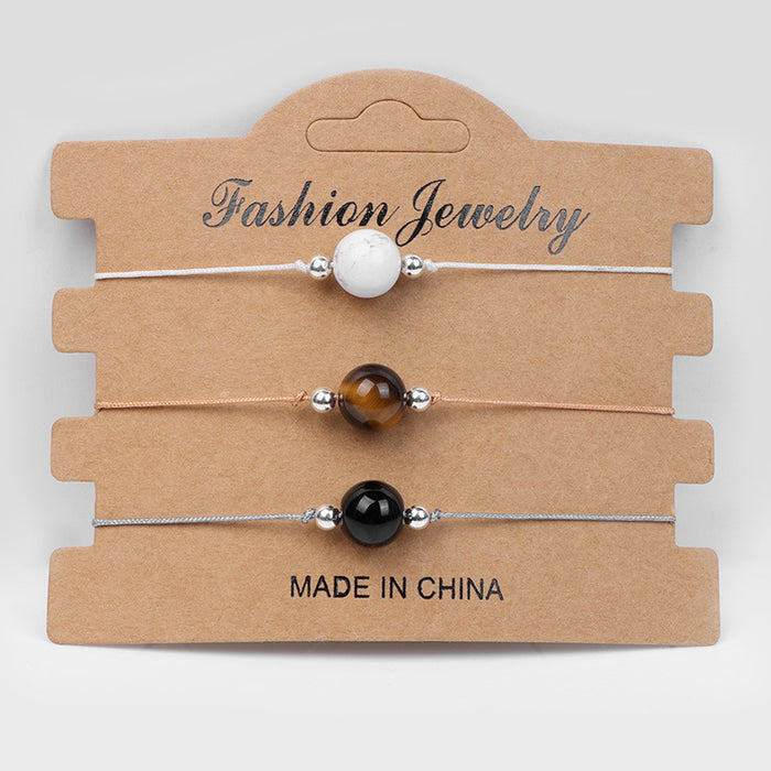 Wholesale Handmade Braided Rope Agate Stone Couple Bracelet Geometric Chic Gift For Everyday Wear Fashion Accessory
