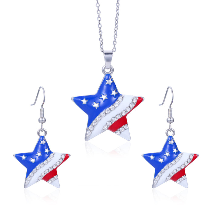 Wholesale Jewelry alloy diamond studded striped earrings necklace set