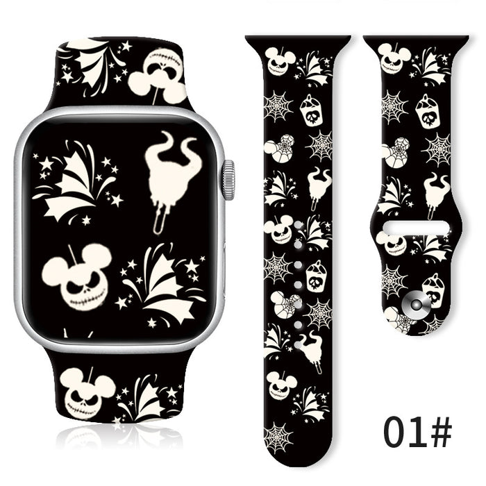 Wholesale Cartoon Christmas Silicone Strap Suitable for Apple Watch Strap JDC-WD-NuoQi003