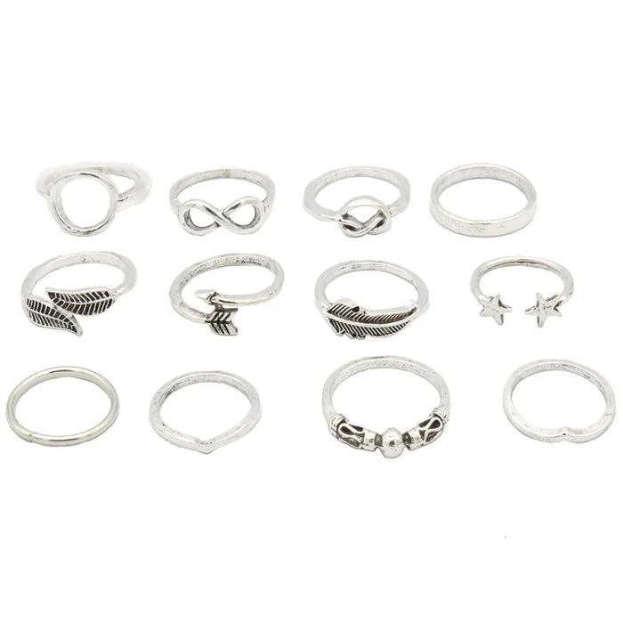 Wholesale Retro minimalist leaf knot ring ring