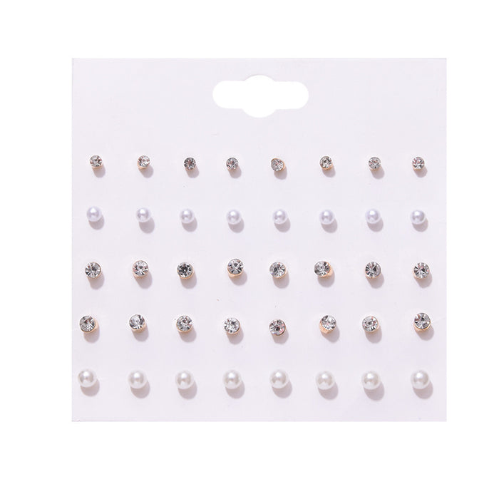 Wholesale Zinc Alloy Zircon Earring Set 12 Pairs Geometric Design Party Wear Jewelry Accessory For Women