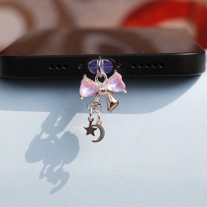 Wholesale Metal heart-shaped flower planet pendant phone dust plug