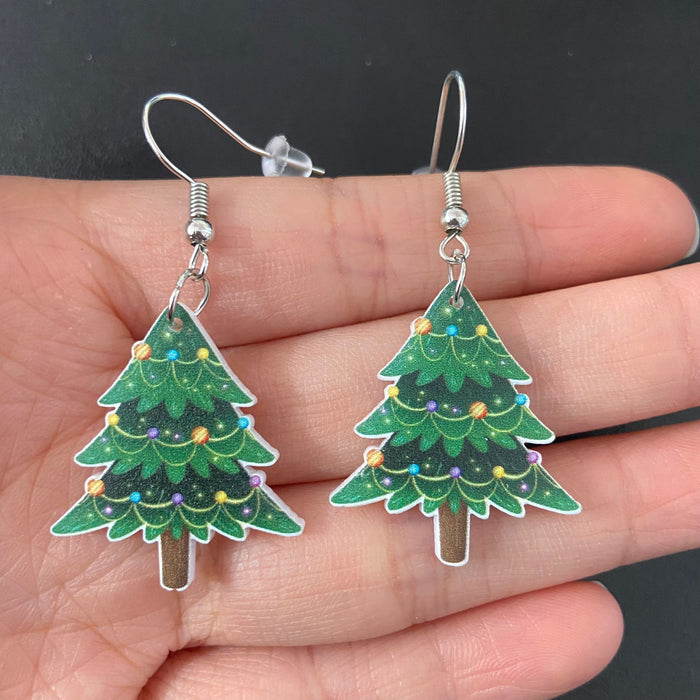 Wholesale Fashion Acrylic Cartoon Christmas Earrings With Reindeer Flamingo And Rainbow Designs Party Wear Jewelry Accessory