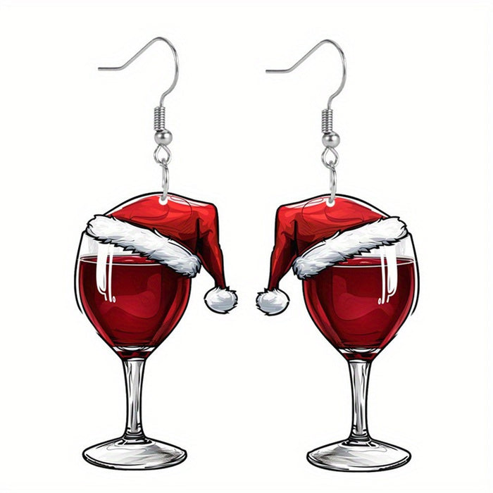 Wholesale Acrylic Christmas Red Wine Bottle Earrings JDC-ES-Yujin003