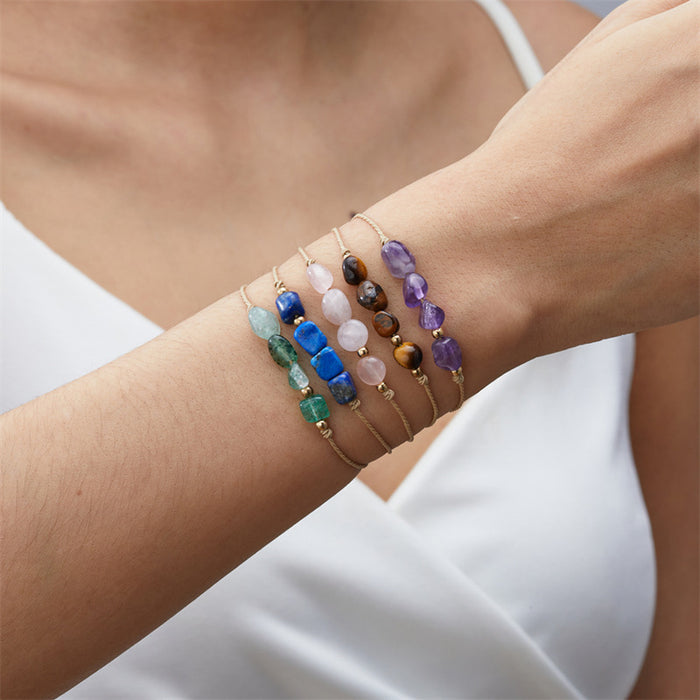 Wholesale 12 constellations natural stone hand-woven cardboard bracelet original stone beads
