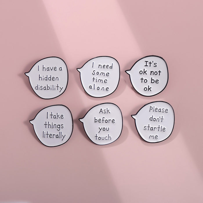Wholesale White Zinc Alloy Funny English Text Brooch Pin Enamel Badge Stylish Fashion Resale Accessory