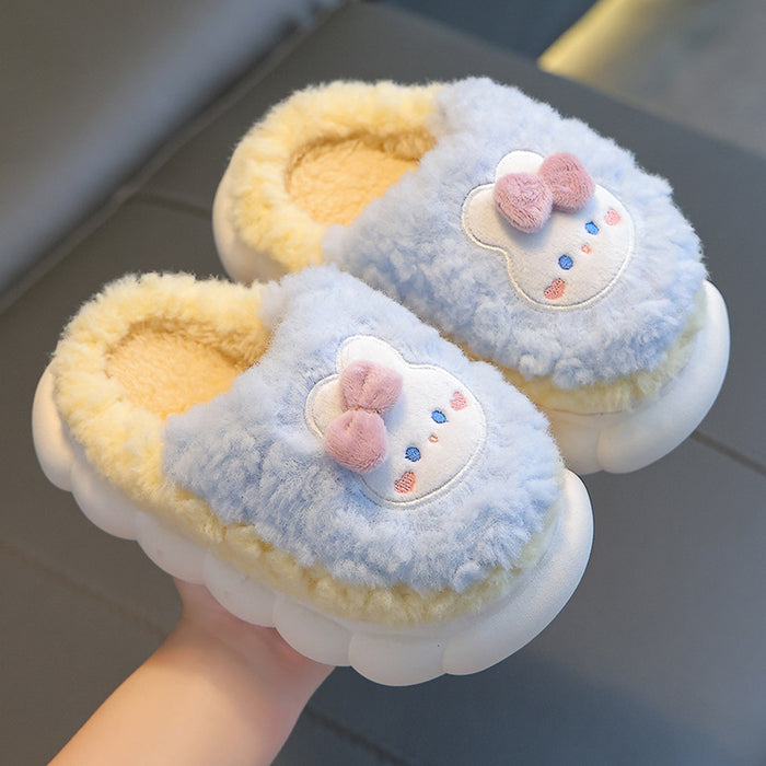 Wholesale Winter Children's Cotton Slippers for Boys and Girls Warm Non-slip Plush Parent-child Bag Baby Furry Cotton Slippers JDC-SP-Langd005