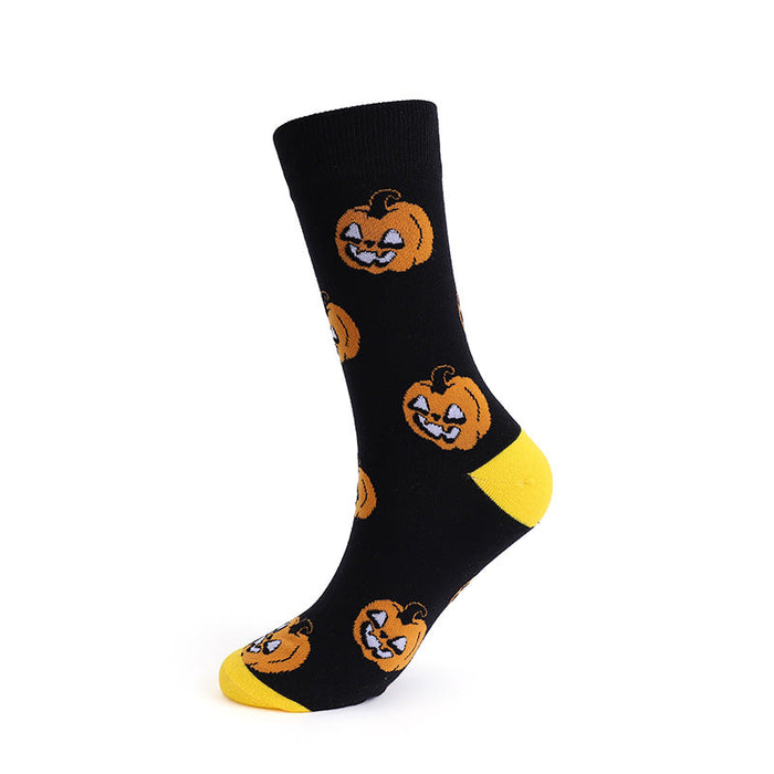 Wholesale Halloween Pumpkin Skull Cotton Socks  JDC-SK-HuaLang001