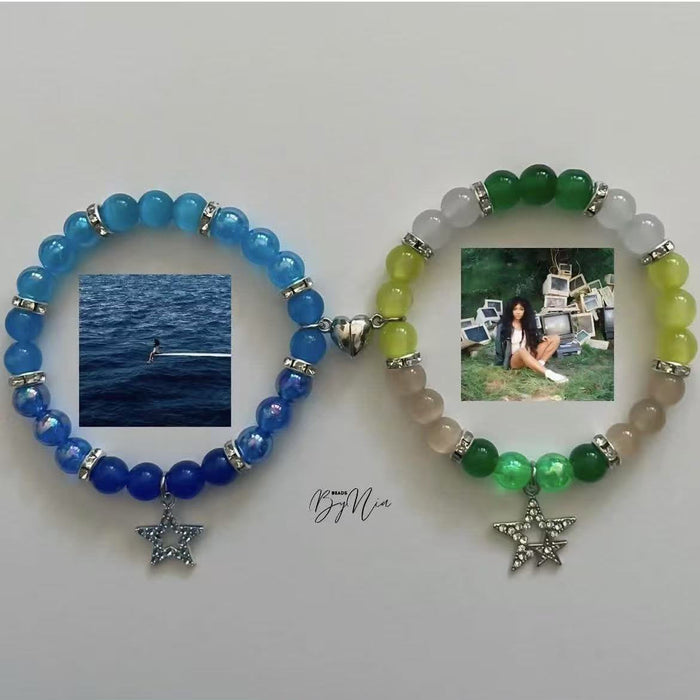 Wholesale bat guitar love butterfly IP love magnetic attraction men and women couples bracelet elastic bracelet