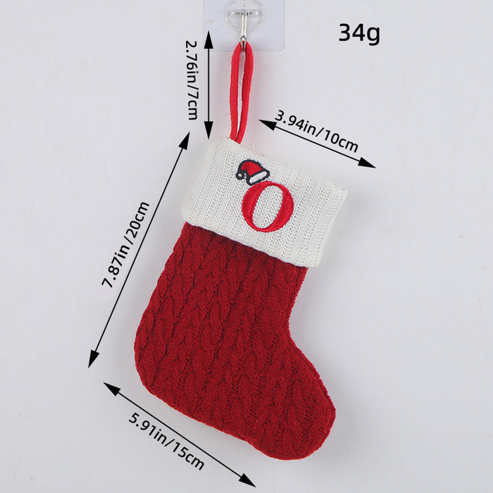 Wholesale Classic Red Letter Christmas Socks Wool Knitted Christmas Socks Festive Christmas Pendant Decoration