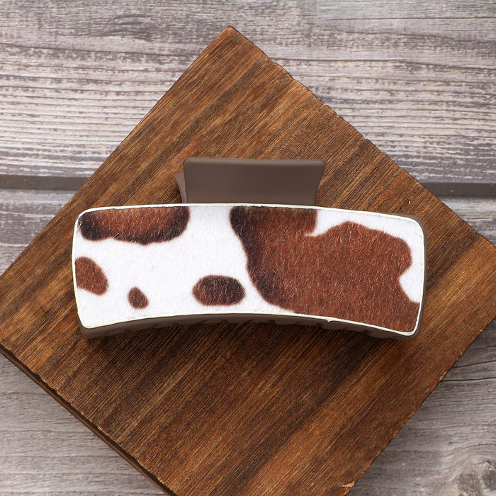 Wholesale Western Farm Style Cow Texture Leather Hair Clip Women' s Shark Clip