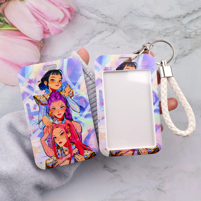 Wholesale 5 pcs KPOP Women' s Lanyard Hard Case Multi-functional Protective Card Holder Keychain