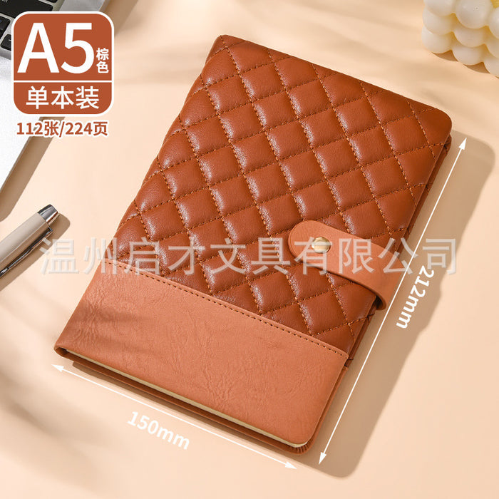 Wholesale Notebook Pu Spliced Rhombus Hand Ledger Creative High-Value Business Notepad