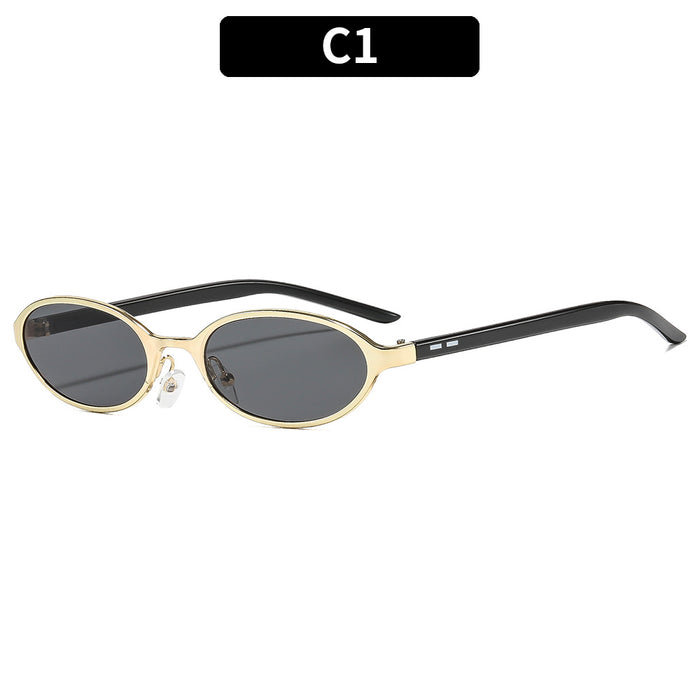 Wholesale Trendy Retro Oval Metal Sunglasses with Gold Frame and Gray Lenses Fashion Accessory