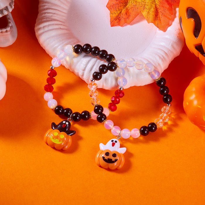 Wholesale  pumpkin head ghost bracelet mixed color beaded bracelet dark style  couple bracelet