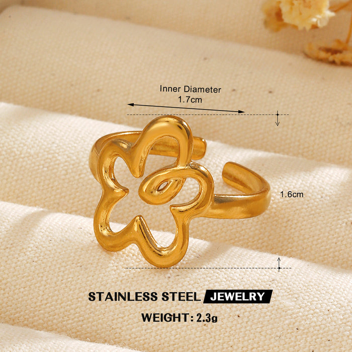 Wholesale women's Stainless steel Gold Plated Rings flower Adjustable rings