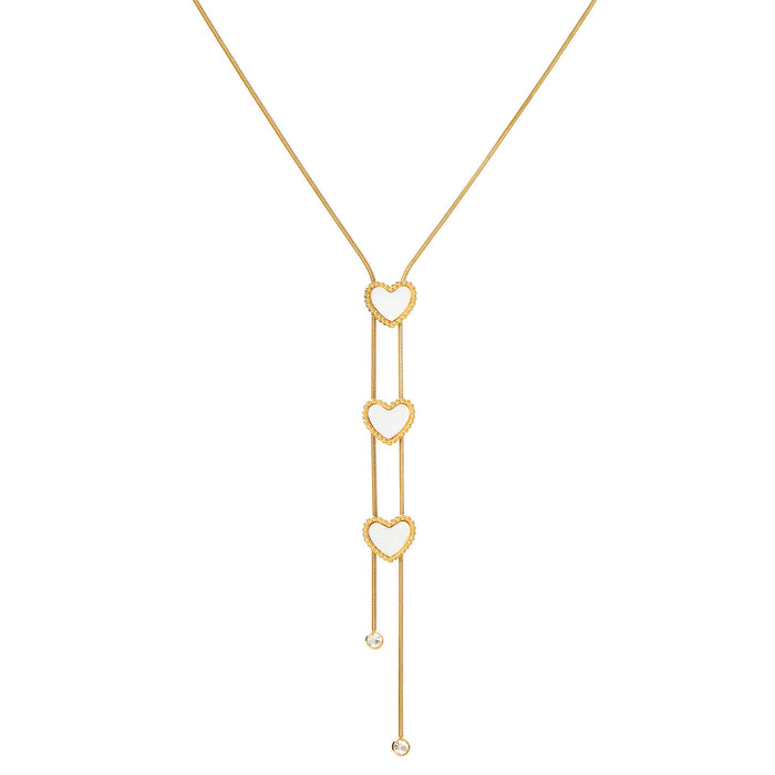 Wholesale 2pcs ong tassel heart-shaped minimalist luxury sweater chain,  colorfast titanium steel jewelry