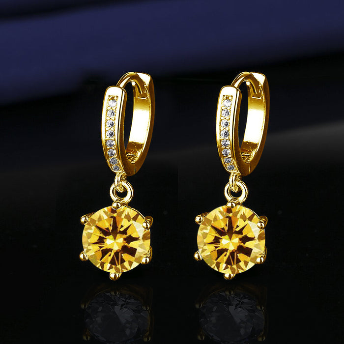 Wholesale Platinum Gold Tassel Earrings Six-Prong Imitation Moissanite Two Carat for Women Everyday Fashion Accessory