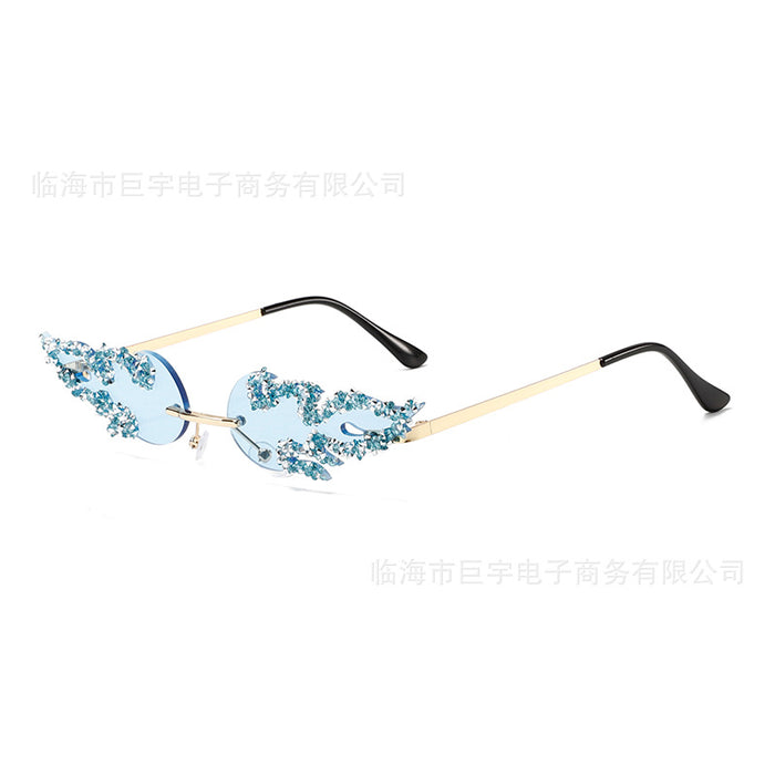 Wholesale New frameless diamond studded flame sunglasses cross-border personalized luxury sunglasses sunglasses
