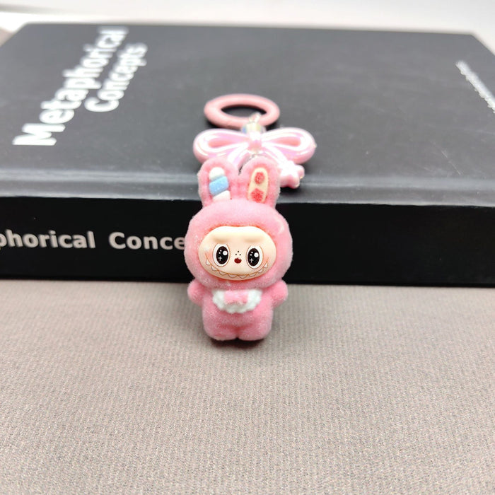 Wholesale Cute Cartoon Flocked bow keychain