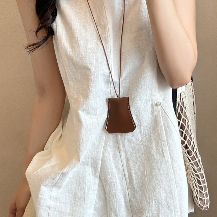 Wholesale Long leather pull-out key bag, wearing accessories, hanging neck, leather tag necklace, hanging glasses, keychain, niche accessories