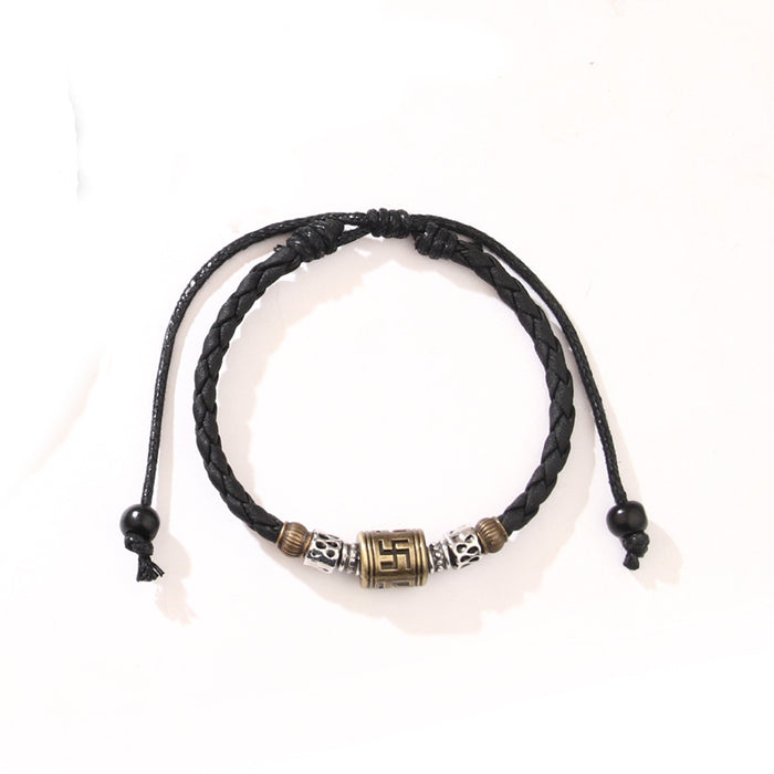 Wholesale Metal Pendant Braided Wax Cord Adjustable Bracelet JDC-BT-QiN011