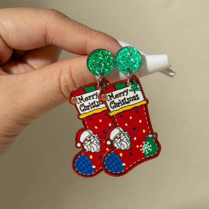 Wholesale Cute Christmas Cartoon Acrylic Snowflake Earrings