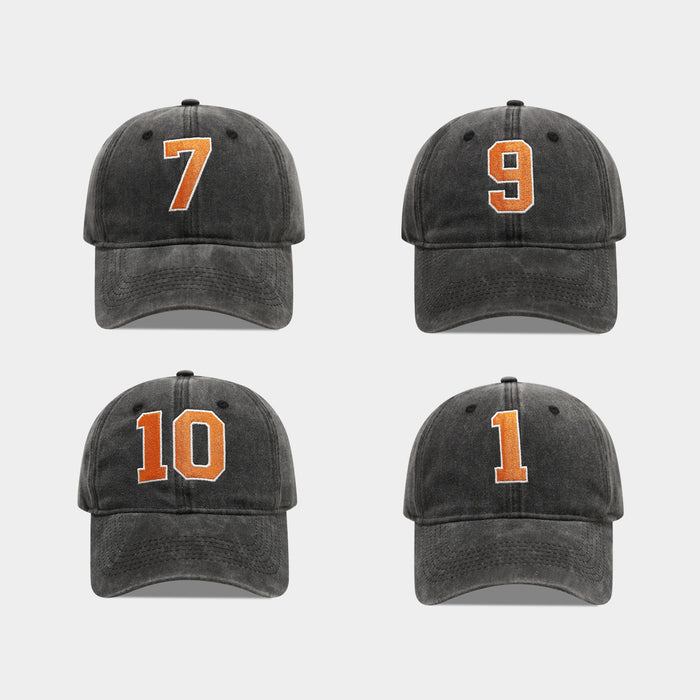 Wholesale Retro washed embroidered number baseball fashionhat for men and women