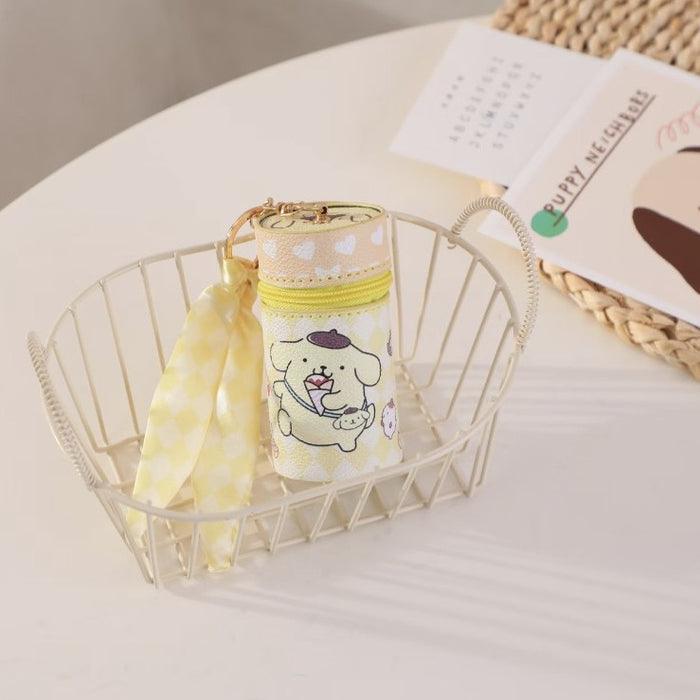 Wholesale Cute Trendy Bucket Bag Keychain Star White PU Jewelry Makeup Pouch