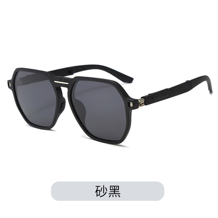 Wholesale Folding sunshade double beam sunglasses, internet famous retro trend anti UV large frame personalized street photography folding sunglasses