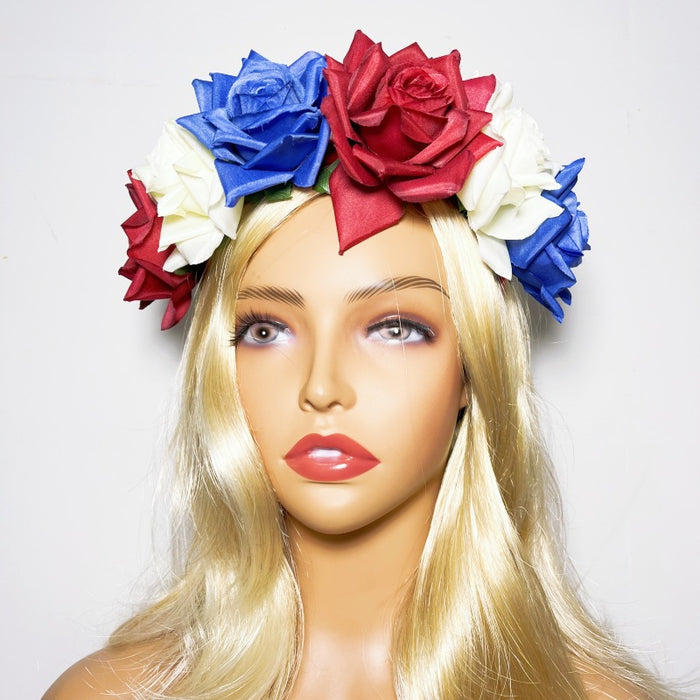 Wholesale American Independence Day Flag Fabric Red, White and Blue Rose Headband JDC-HD-YaY002