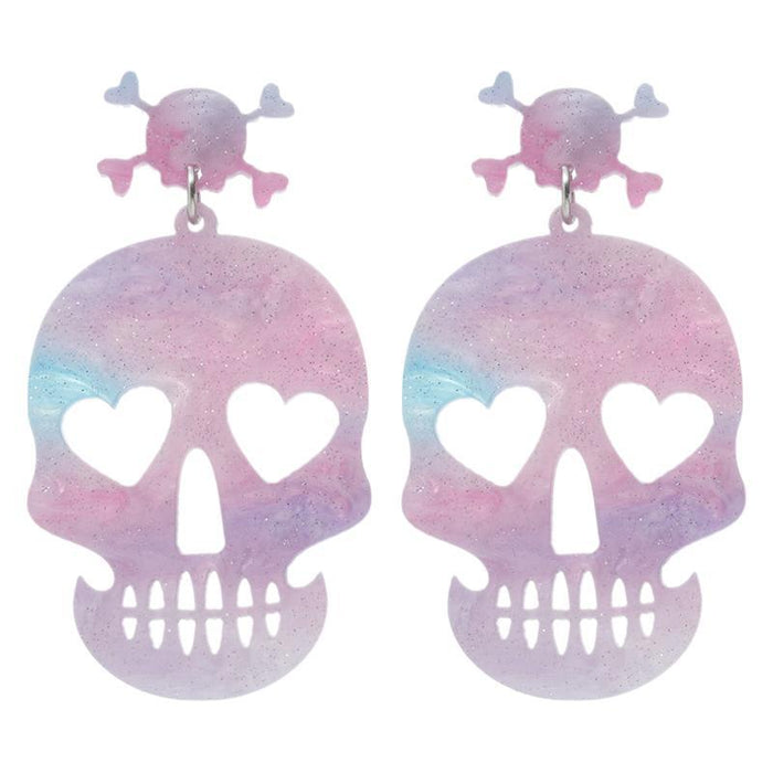 Wholesale Funny Explosive Head Skull Print Earrings Acrylic