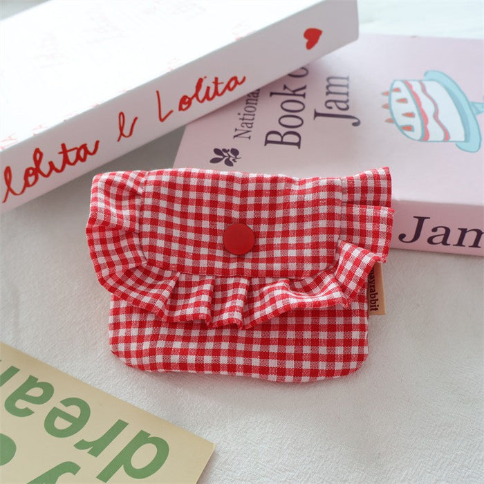 Wholesale Gingham Plaid Flap Pouch Card Holder Wallet For Women Portable Purse For Everyday Use Home Storage
