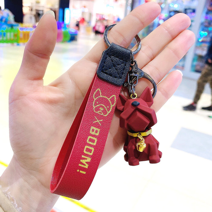 Wholesale Cute keychain pendant, car keychain, French fighting dog, dog, couple bag, hanging accessories wholesale